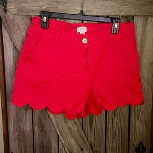 Crown & Ivy Red Scalloped High Waist Shorts